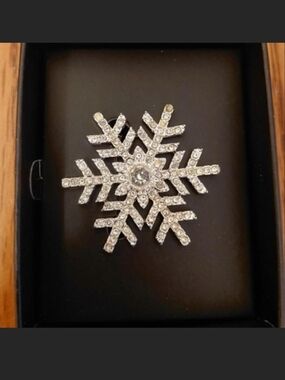 Avon Silver-Tone Crystal Snowflake Brooch